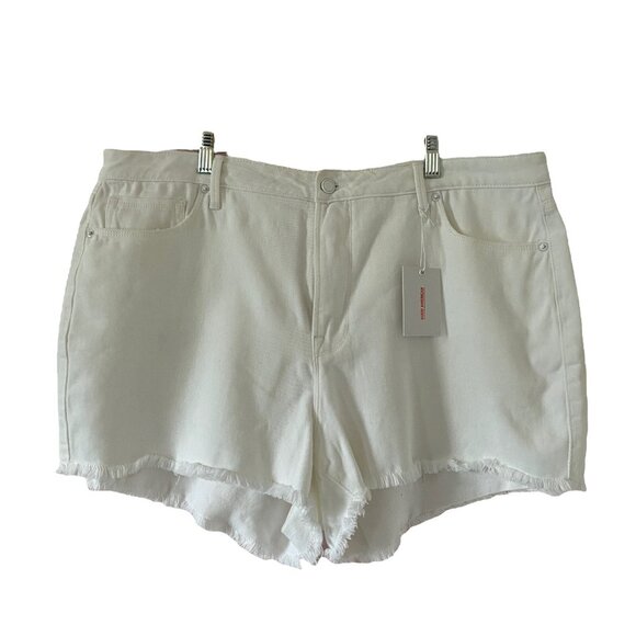 Good American Pants - Good American 18 Bombshell High Waist Cutoff Shorts Distressed White Plus NWT
